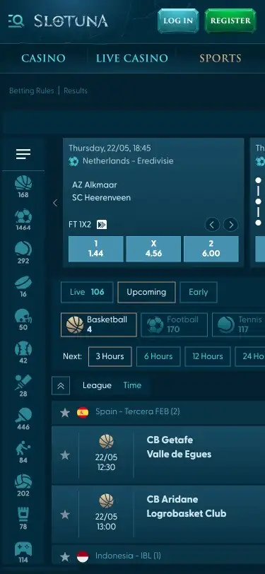Vista generale della lobby Slotuna su desktop e mobile